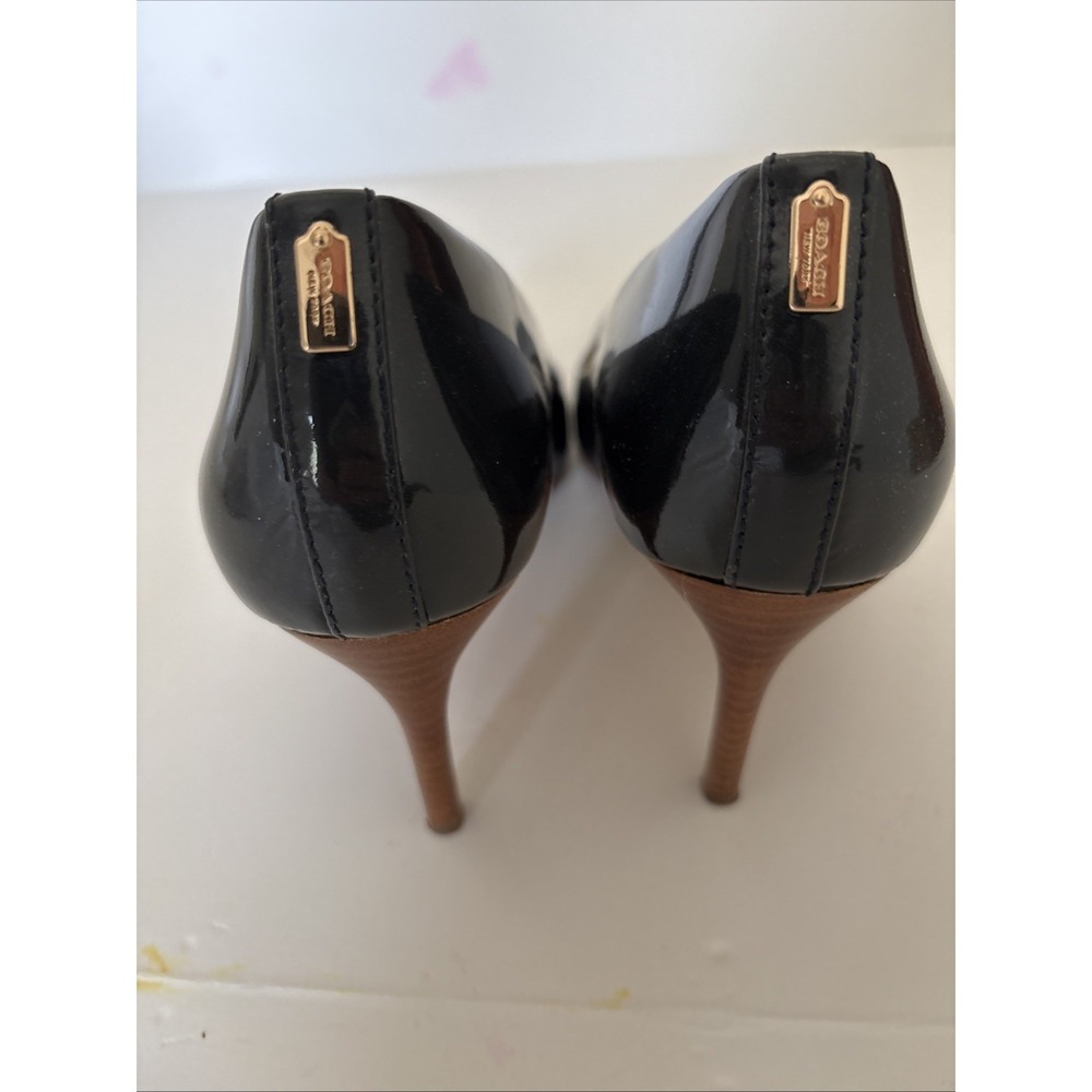 Coach New York Rosey Women's Pumps Size 9 B Navy Black Heels Patent Leather - Picture 3 of 10